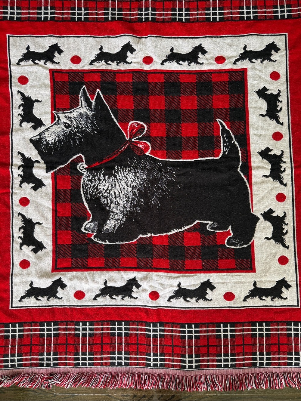 Beacon Scottie Dog Red & Black Plaid Throw Blanket - Made in USA